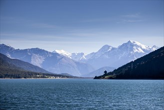 The massif of Mount Ortler above the Reschensee