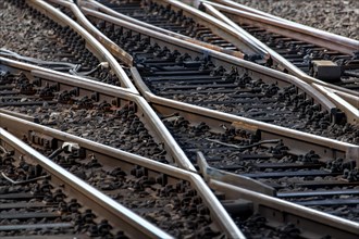Tracks and railway switches of the Deutsche Bahn AG at Frankfurt main station