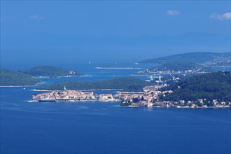 Island of Korcula with the town of Korcula