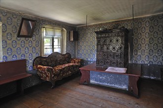 Sitting room of a half-timbered farmhouse