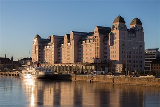 Old warehouse district on the Oslofjord in the evening light