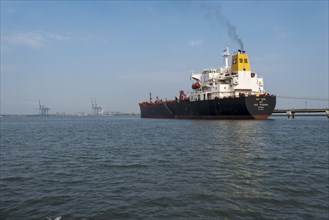 A deep-sea vessel approaching the Port of Kochi