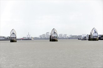 Gates of the Thames Barrier in the normal open position
