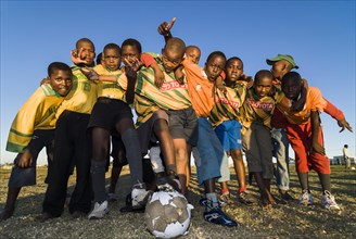 Children with a football