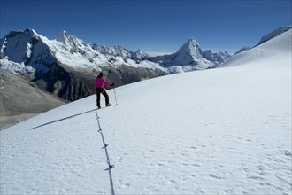 Mountaineer during the ascent of Mt Nevado Pisco