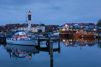 Harbour and Timmendorf lighthouse at dusk