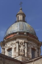 Baroque majolica dome with stucco relief