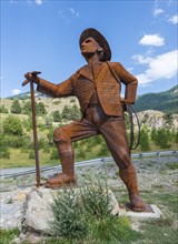 Metal statue for the British mountaineer Edward Whymper