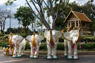 Elephant sculptures at the staircase to the Sarn Tay Pa Ruk