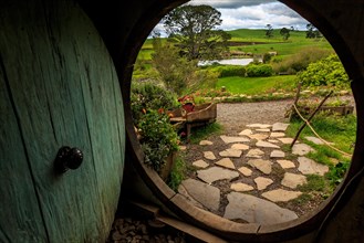 Looking out of a Hobbit-hole in Hobbiton
