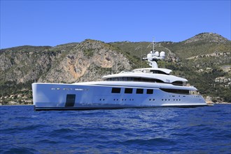 Benetti motor yacht Nataly at anchor in front of Eze Bord de Mer