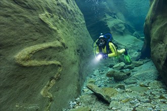 Scuba diver in the Verzasca River