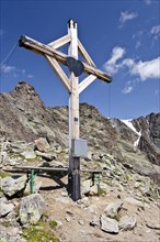 Summit cross on Mt Schmied at Langtaufers in the Alta Val Venosta