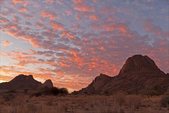 Coloured sunset sky at Spitzkoppe Mountain