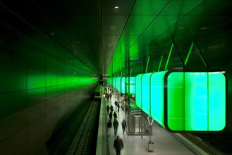Light installation in the U-Bahn HafenCity Universitat subway station