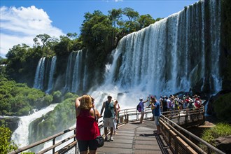 Tourist plattform under the largest waterfall of the Iguazu Falls