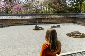 Tourist at Ryouan-ji Rock Garden