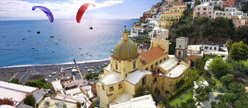 Paraglider over town of Positano