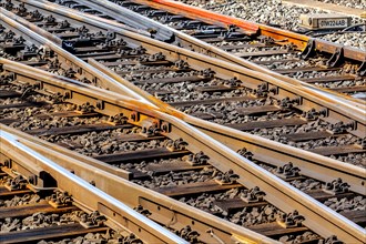 Tracks and railway switches of the Deutsche Bahn AG at Frankfurt main station