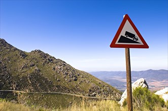 Traffic sign on a mountain road