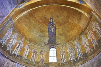 Byzantine mosaic of the Virgin Mary and Child above the altar of the Cathedral of Santa Maria Assunta