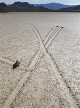 Tracks created by the mysterious moving rocks at the 'Racetrack'