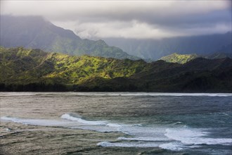 Hanalei Bay with mountain scenery