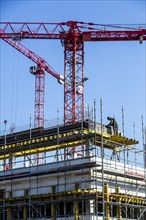 Construction cranes at a construction site