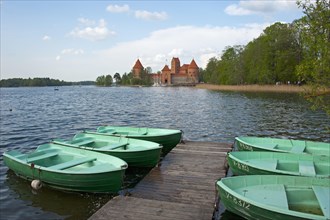 Boats in front of Trakai Castle