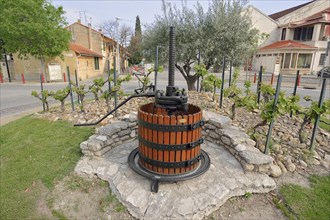 Old wine press in a roundabout