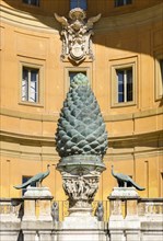 Antique bronze pine cone in the Cortile della Pigna