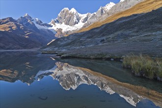 Reflection of the mountain peaks in Laguna Mitucocha