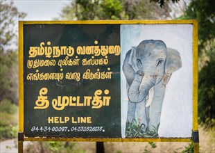 Sign for the protection of elephants