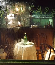 French Cafe seen through a steamy window