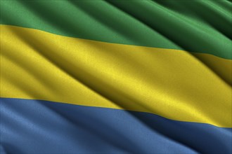 Flag of Gabon waving in the wind