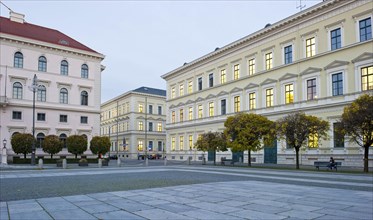 Neo-classical facades at Wittelsbacher Platz square