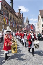 Parade on Marktplatz square in front of the Town Hall and Ulm Cathedral