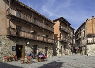 Main square with a cafe in the historic centre of Albarracin