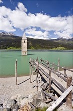 Steeple of Altgraun in Reschensee Reservoir