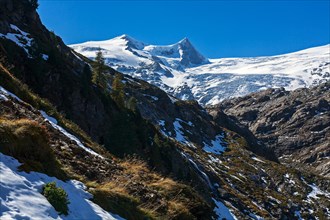 View towards Grossvenediger Mountain from the Gletscherweg Innergschloss glacial trail