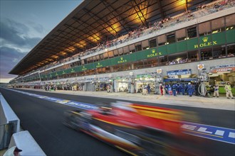 The pit lane during the 24 hours race of Le Mans