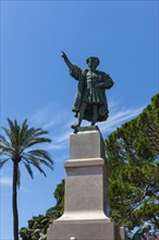 Christopher Columbus monument in the harbor of Rapallo