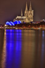 Cologne Cathedral with the 'Cologne Opera at the Cathedral' at night