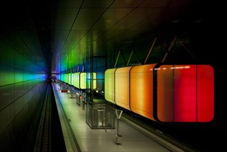 Light installation in the U-Bahn HafenCity Universitat subway station