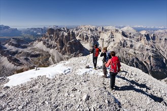 Mountain climbers descending from Tofana di Rozes Mountain