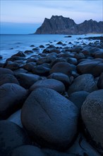 Round stones on the beach of Utakleiv