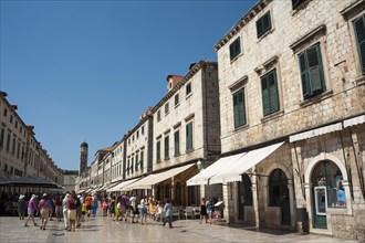 Pedestrian street Stradun or Placa in the historic centre of Dubrovnik