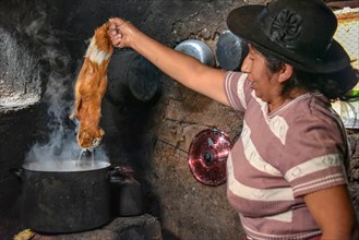 Local woman holding Cuy