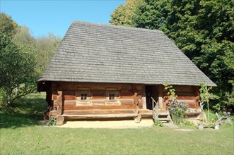 Wooden Ukrainian log hut