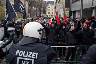 Police officers at in the counter-demonstration against the neo-Nazi demo
